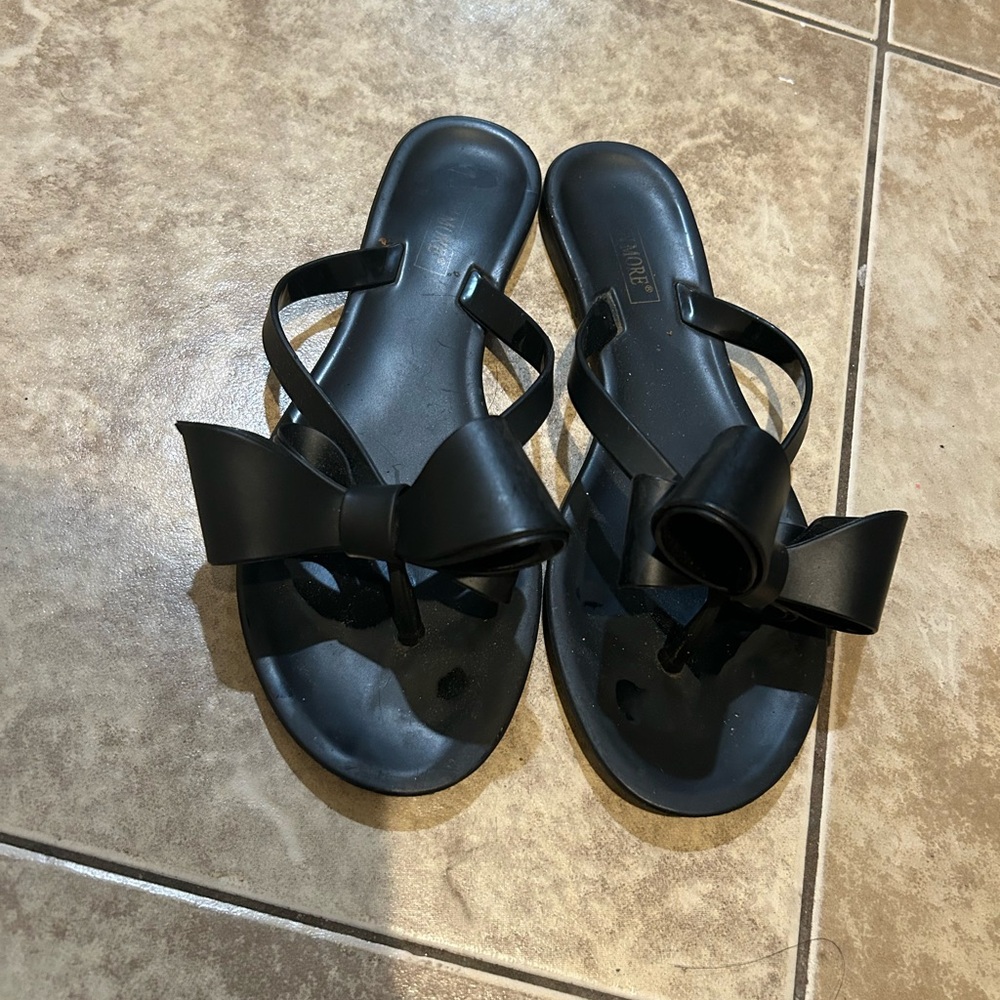 Elegant Black Bow Sandals